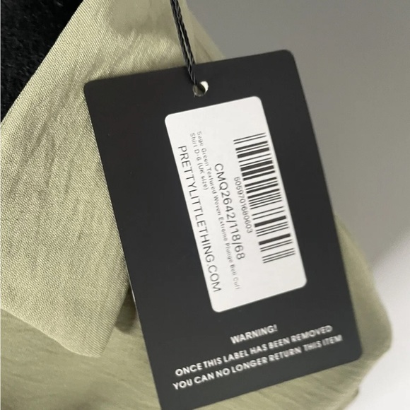 Pretty Little Thing Textured Extreme Plunge Bell Cuff Faux WrapShirt Dress US/2 - Picture 7 of 9